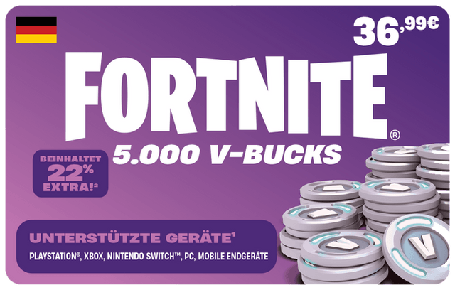 Fortnite 5000 V-Bucks 36.99